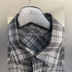 Theory plaid wool button down shirt men’s medium slim